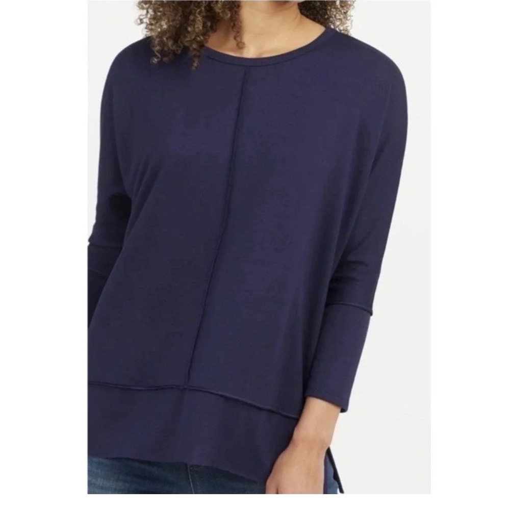 Spanx AirEssentials Crew Neck Tunic Navy Blue Long Sleeve Top Small